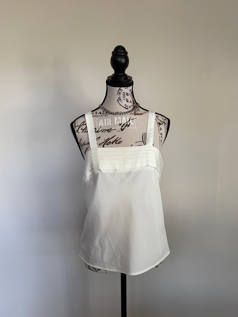 Vintage Y2K White Pleated Square Neck Layering Cami Tank Top - Picture 1 of 7